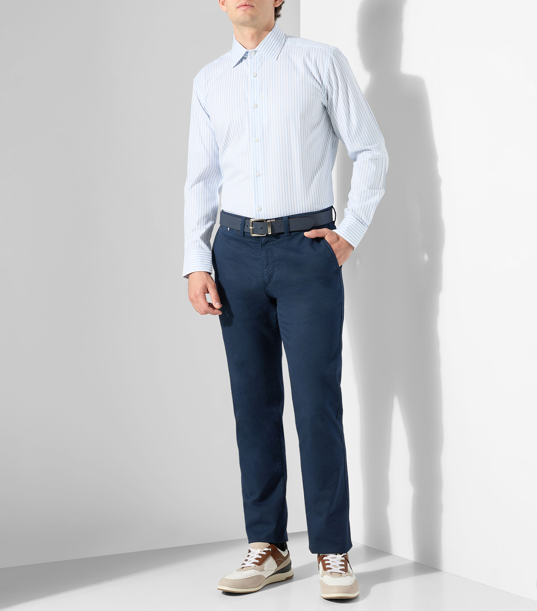 Camisa a rayas manga larga Hombre